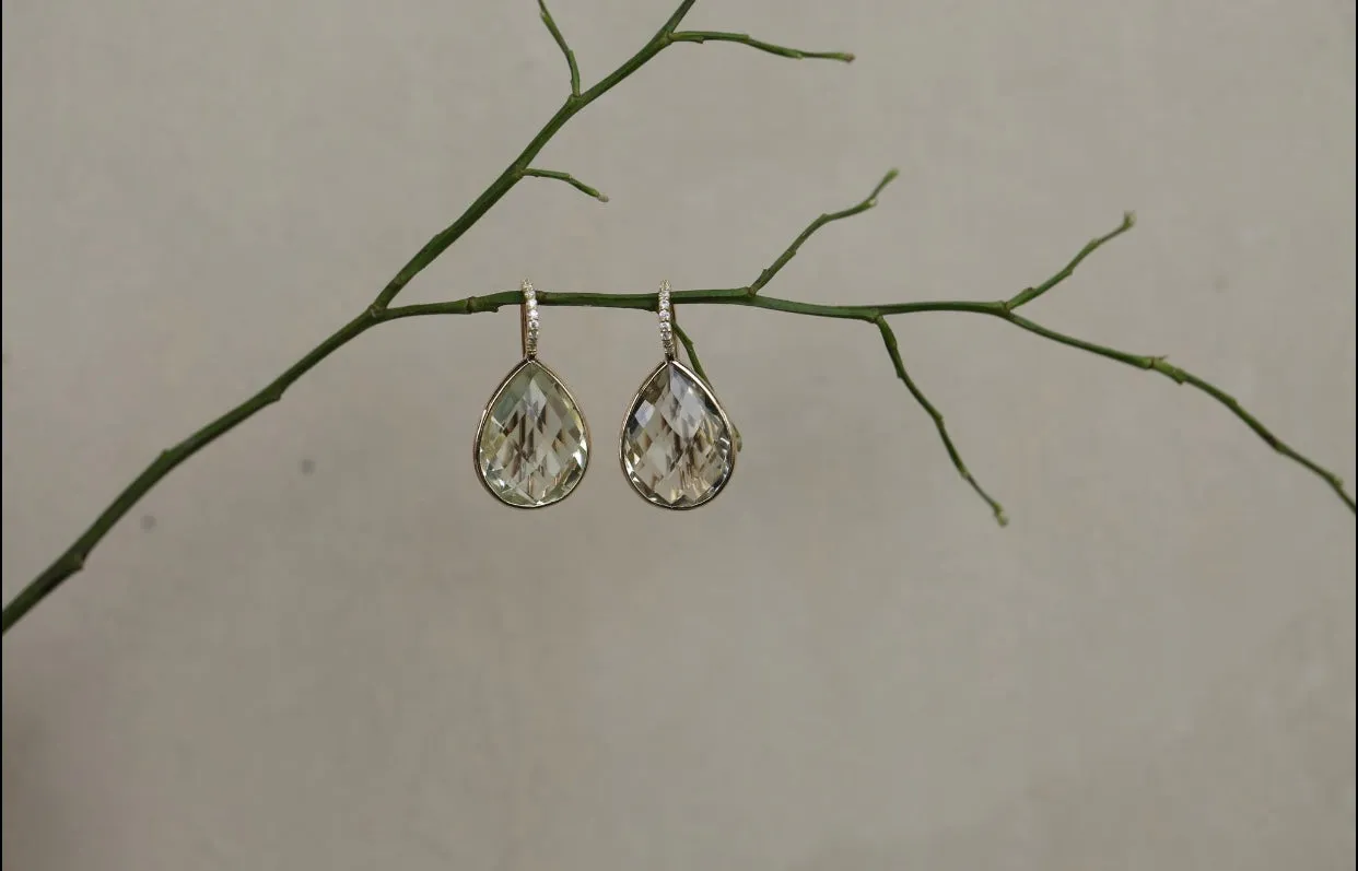 Prasiolite Diamond Earrings