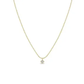 Princess Cut Diamond Necklace with Tube Bar and Bead Chain