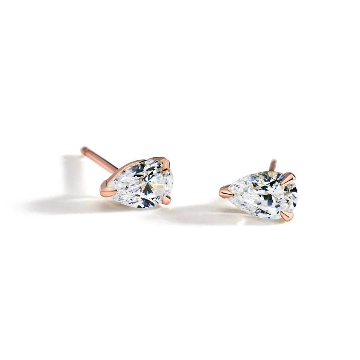 Prong-Set Diamond Stud Mount with Pear Shape