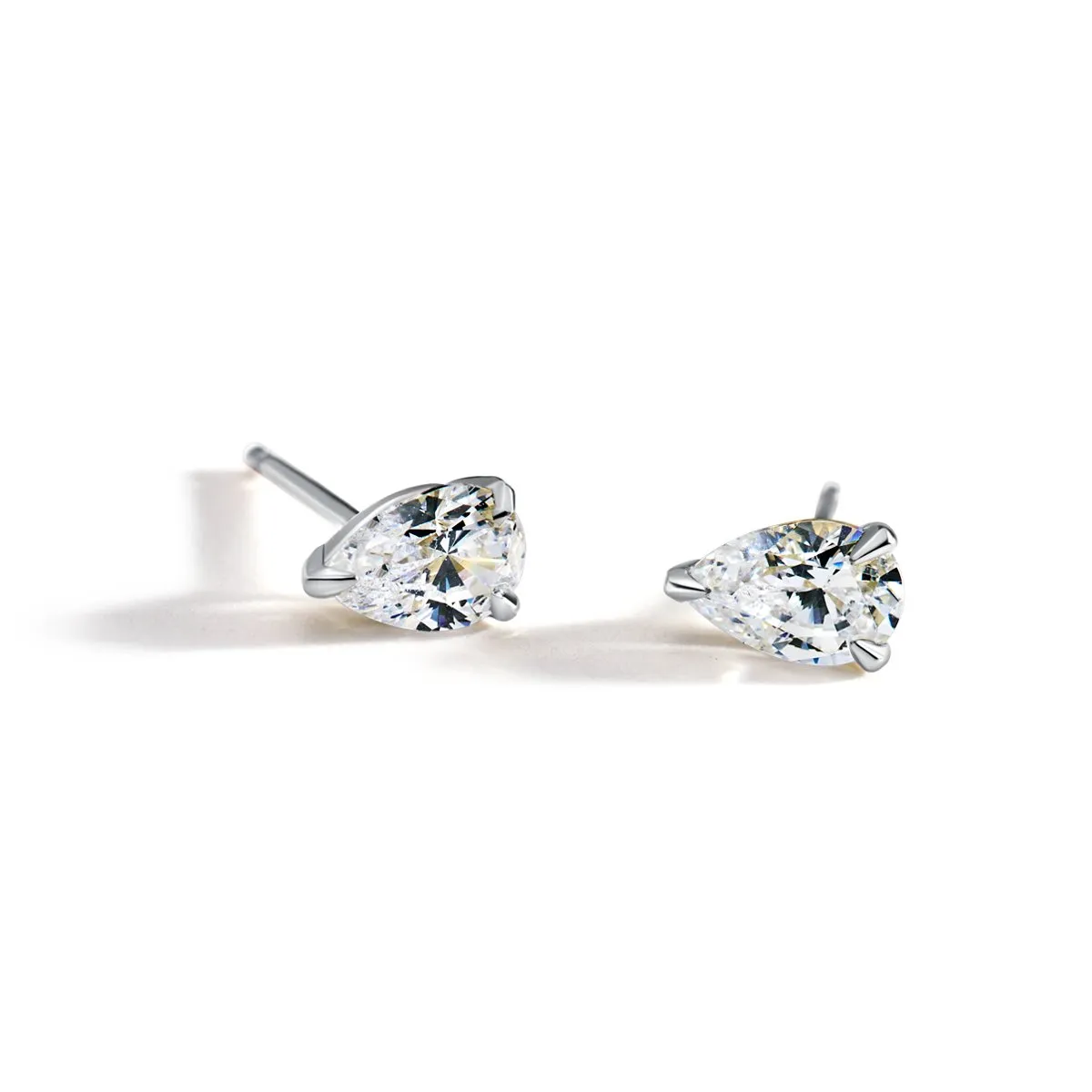 Prong-Set Diamond Stud Mount with Pear Shape