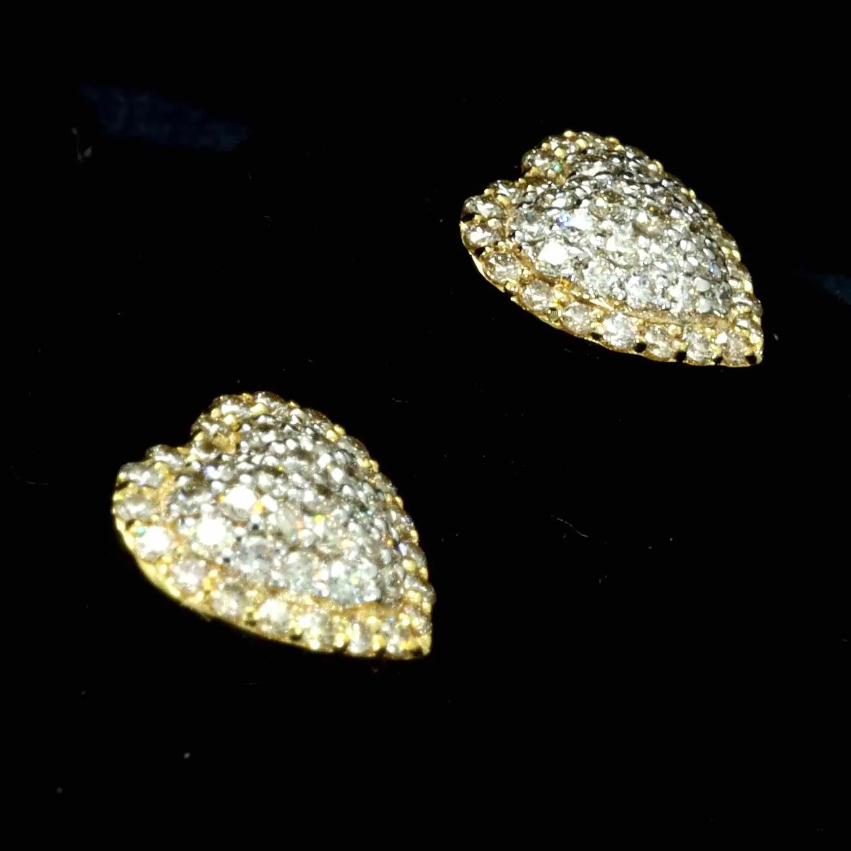 Puffed Heart Diamond Earrings in 14K Gold