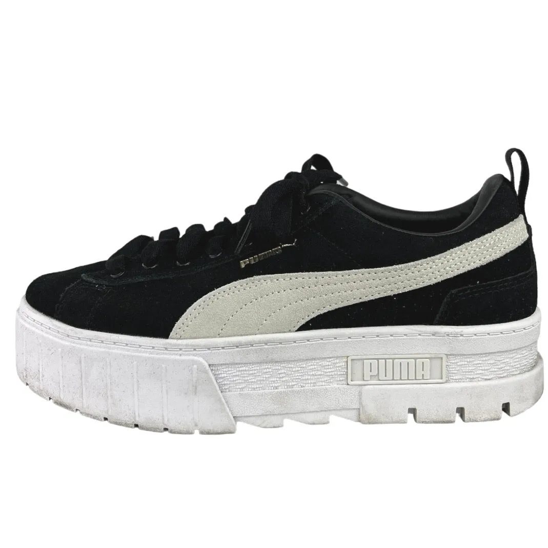 Puma Black White Low Top Platform Low Top Suede Mayze Fashion Sneakers Size 9