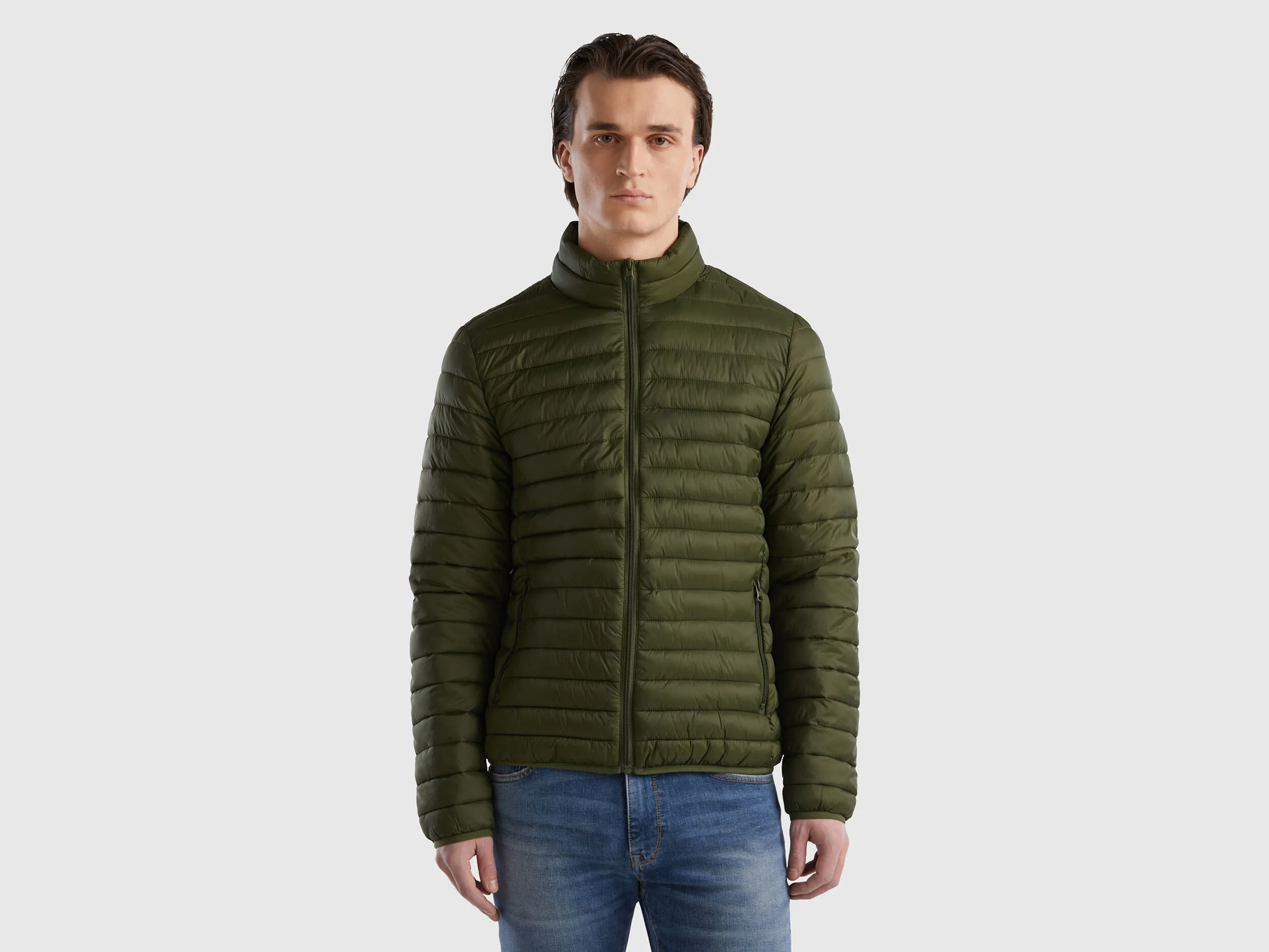 Quilted jacket made with recycled padding