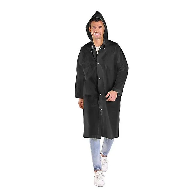 Rain Ponchos Hooded Rainwear Black Waterproof Unisex Reusable