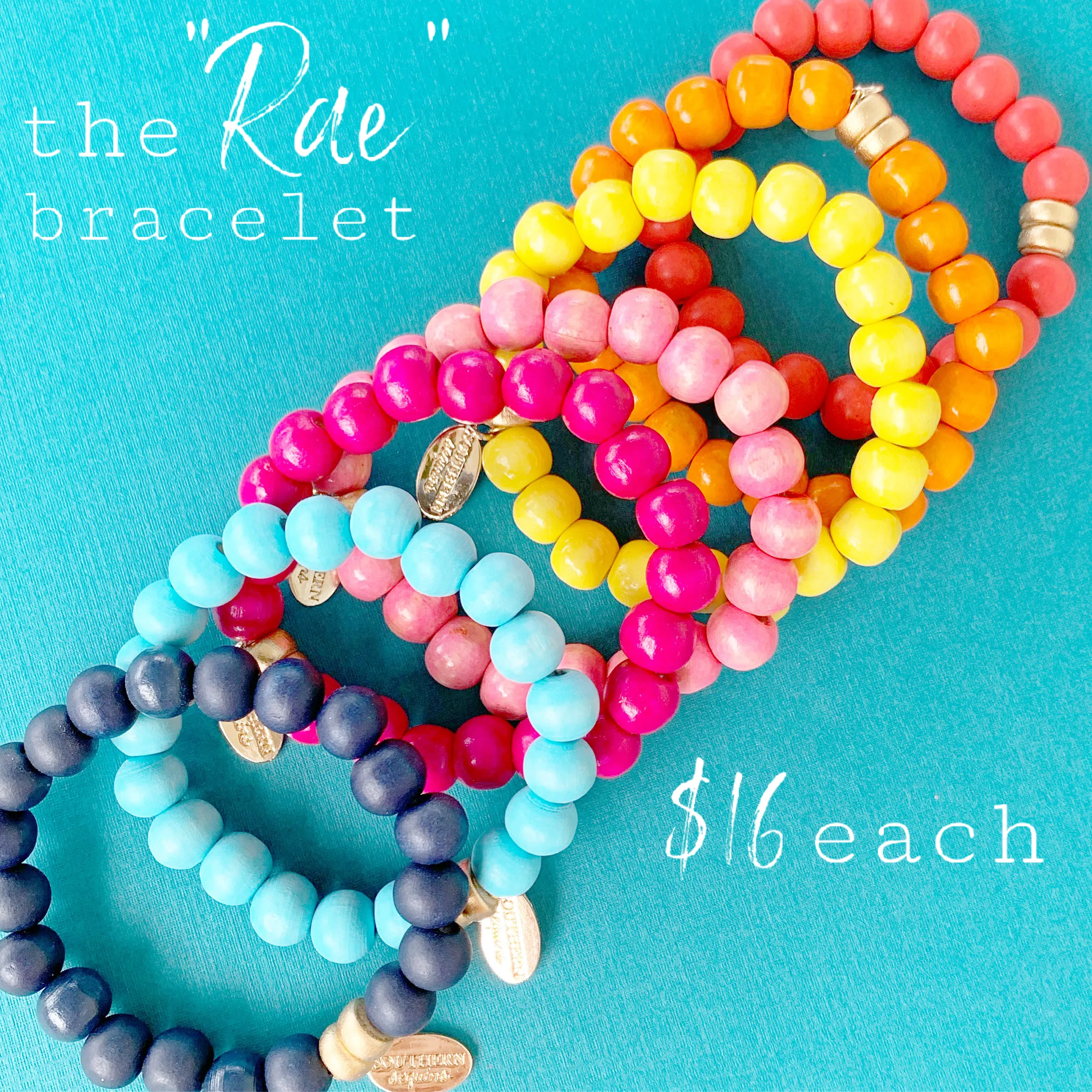 Rainbow Wooden Bead Rae Stackable Stretchy Bracelets