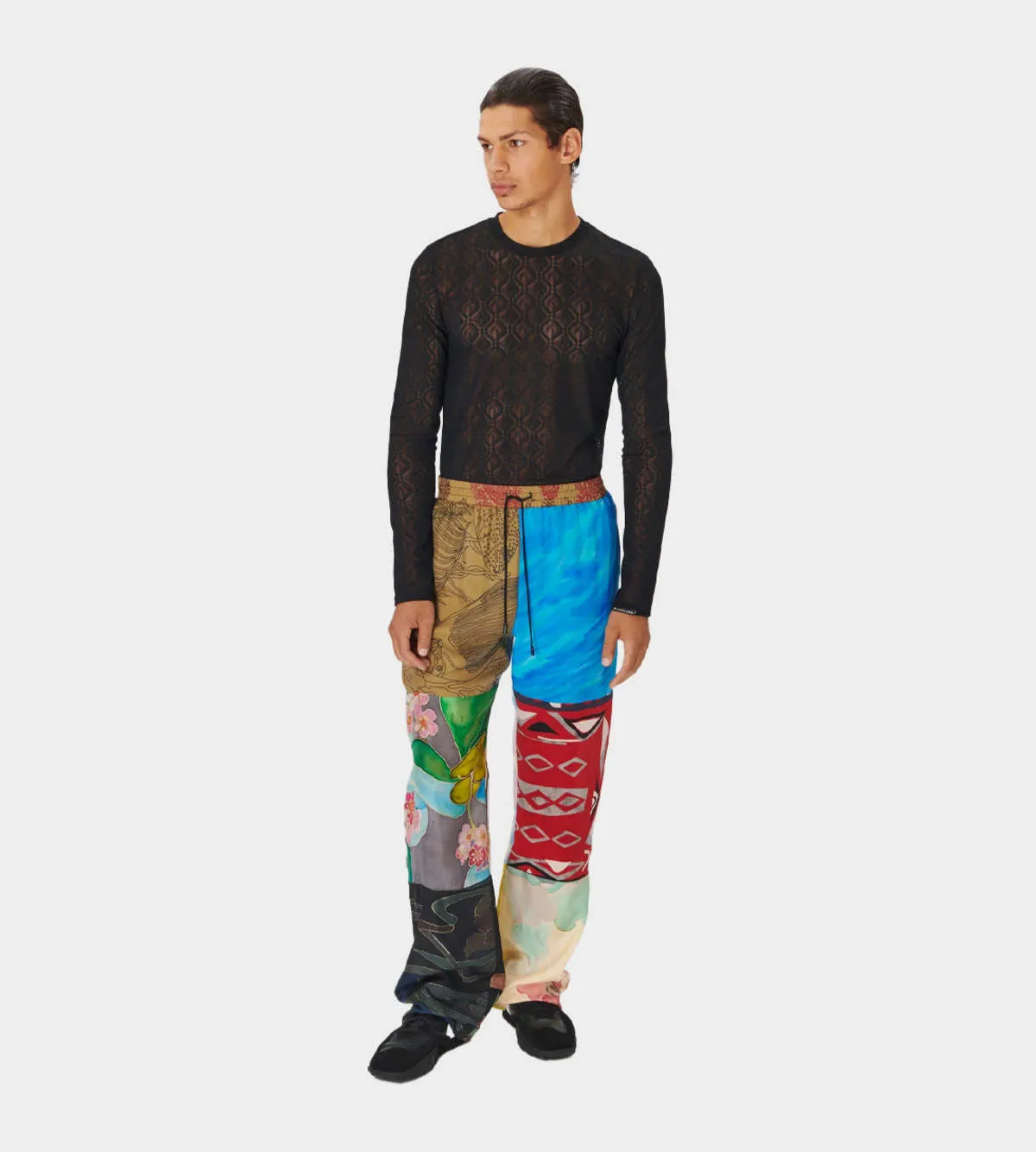 Regen Silk Scarves Fluid Pants - Multicolour