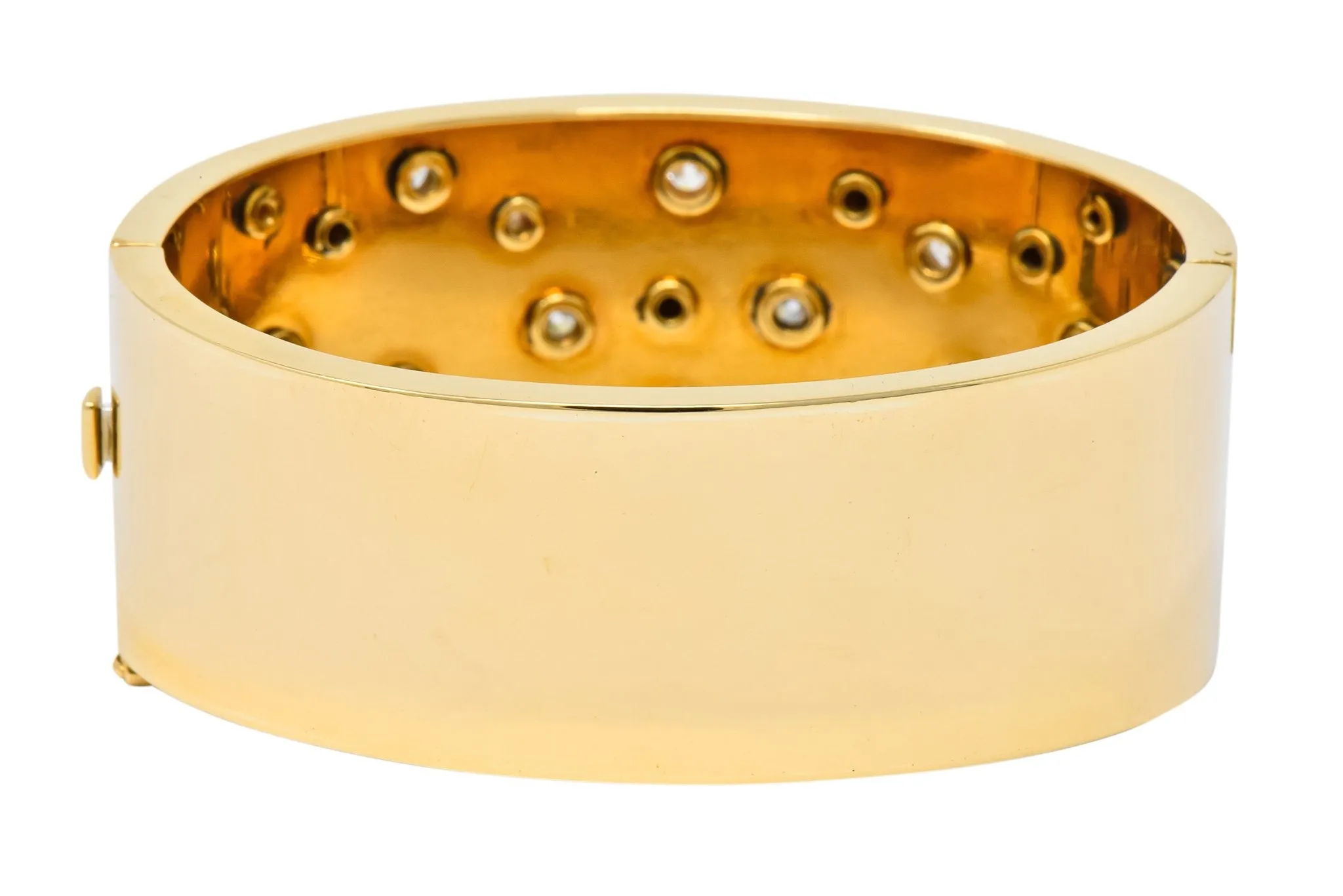 Retro Diamond Bangle 14K Yellow Gold Bracelet 1940's - 2.28 CTW