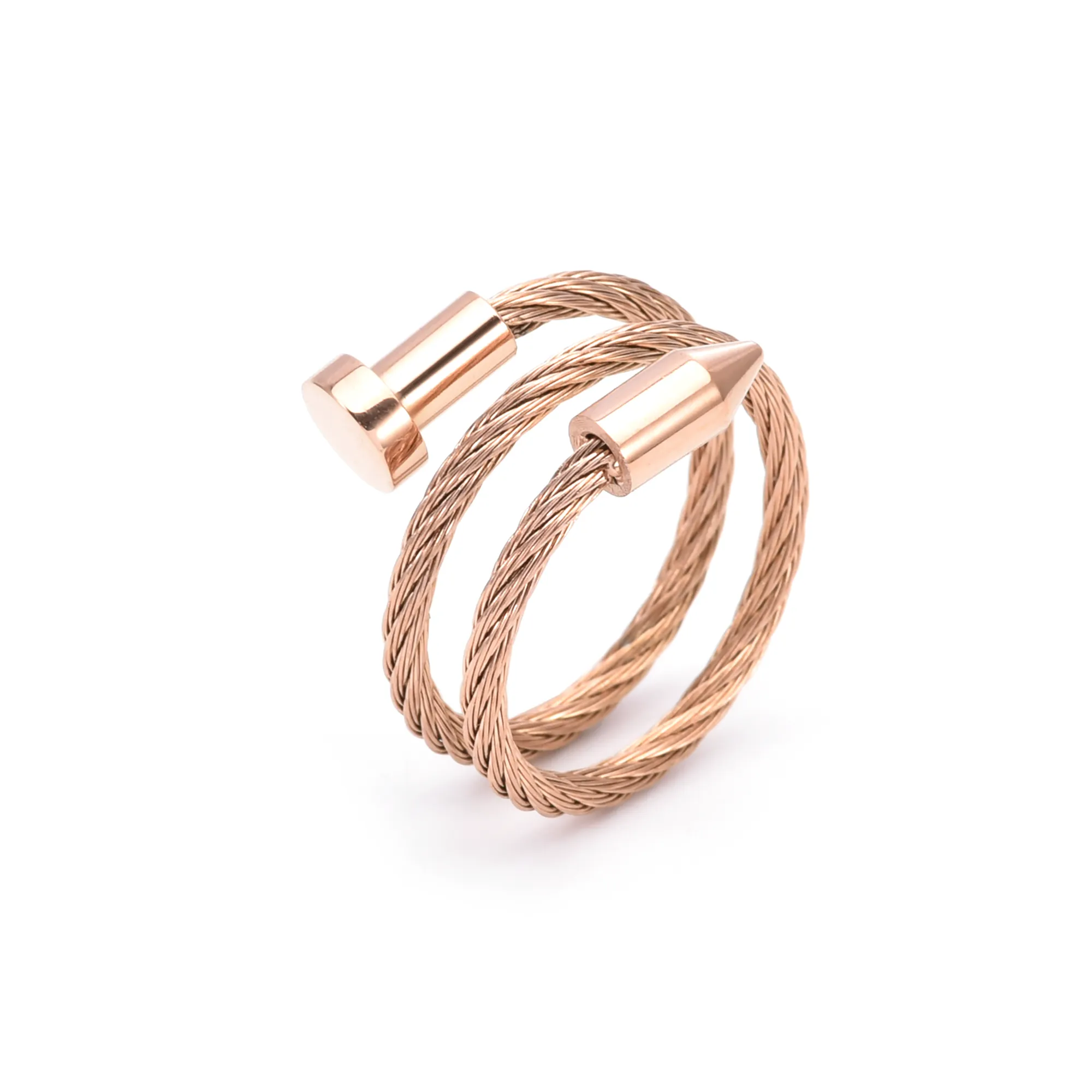 RG116RG B.Tiff Pointe Cable Rose Gold Plated Stainless Steel Adjustable Ring