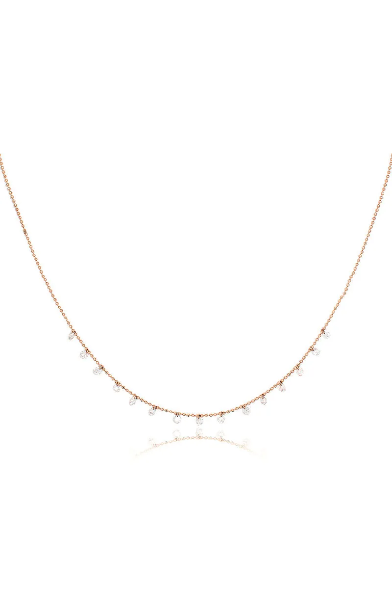 Rose Gold Celeste 15 Floating Diamond Necklace