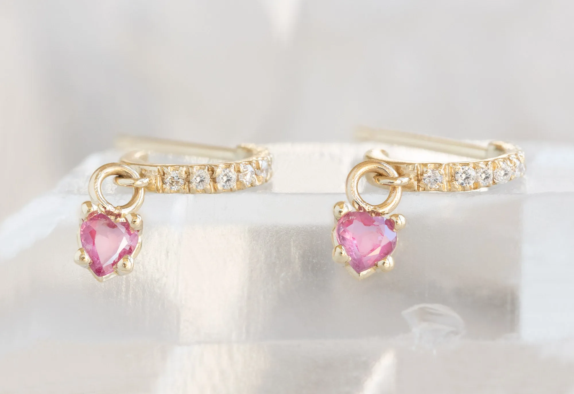 Ruby Heart Diamond Huggie Studs - Buy Online