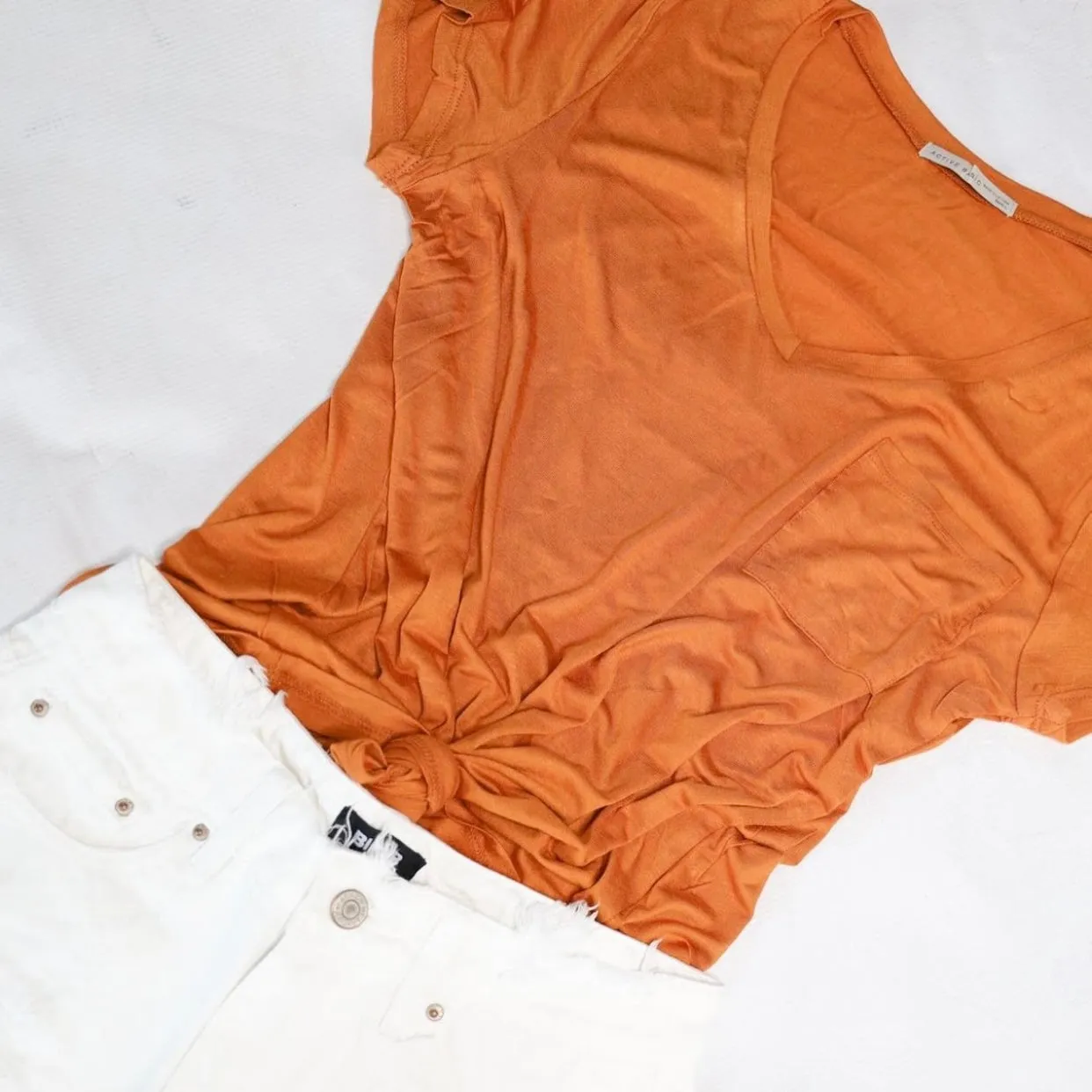 Rust V Neck Basic Top