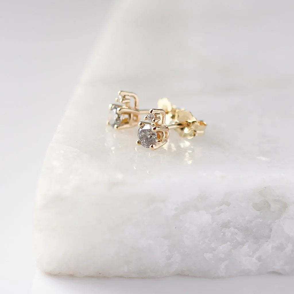 Salt and Pepper Diamond Cluster Studs - customizable.