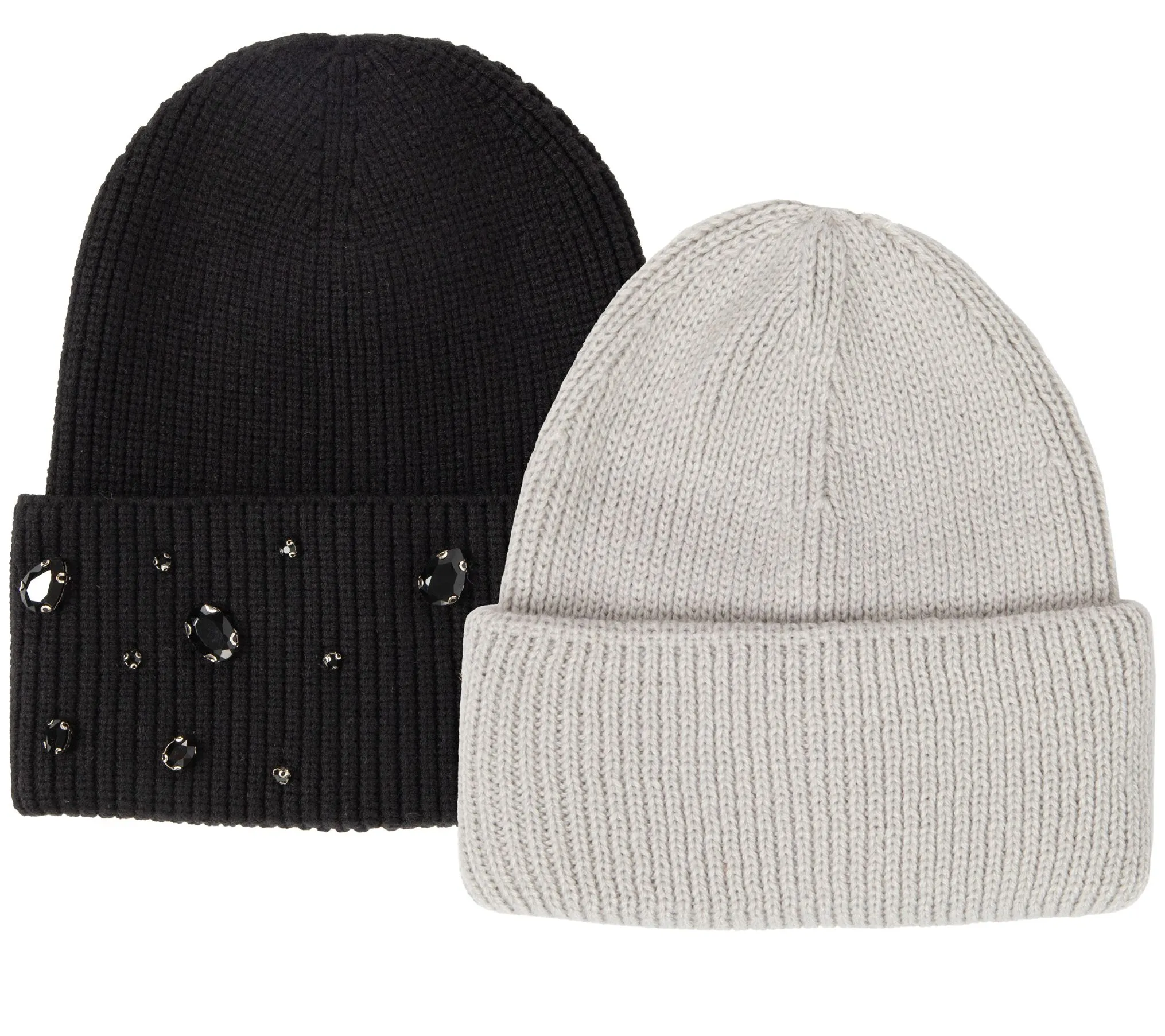 San Diego Hat Co. Set of 2 Beanies - Gem and Solid