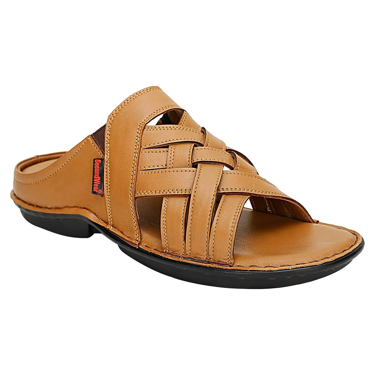 SeeandWear Men Leather Tan Sandal