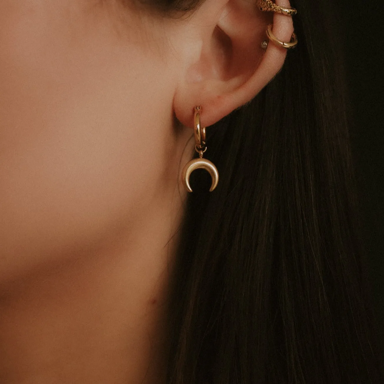 Selene Gold Crescent Moon Earrings