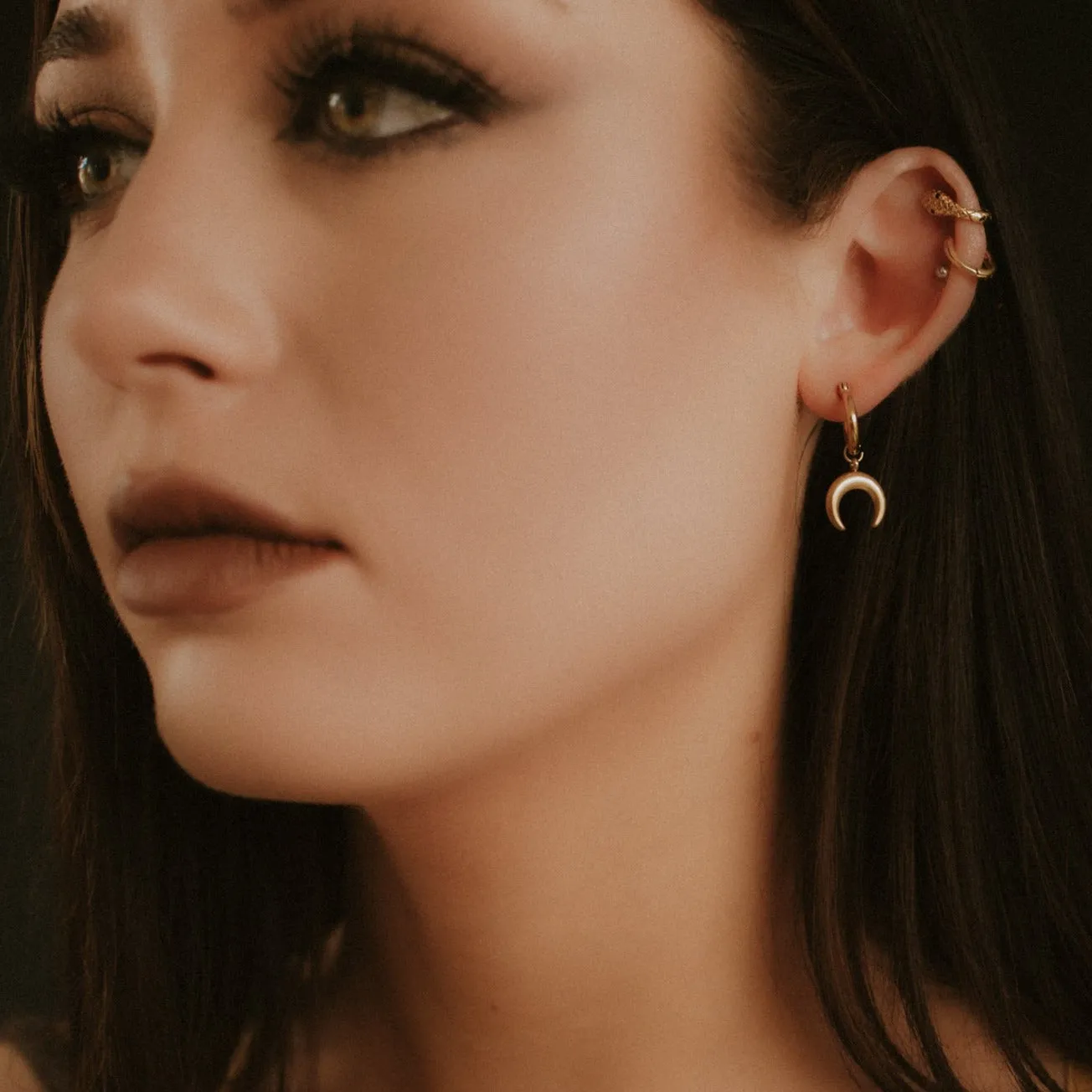 Selene Gold Crescent Moon Earrings