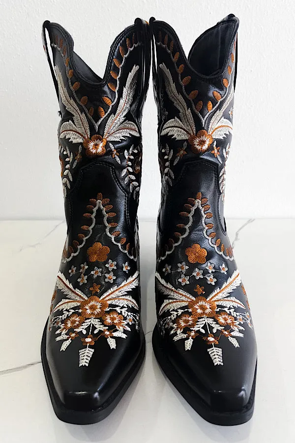 Shania Black Western Boots