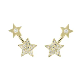 Shimmering Double Diamond Stud Earrings | Sparkling Star Design