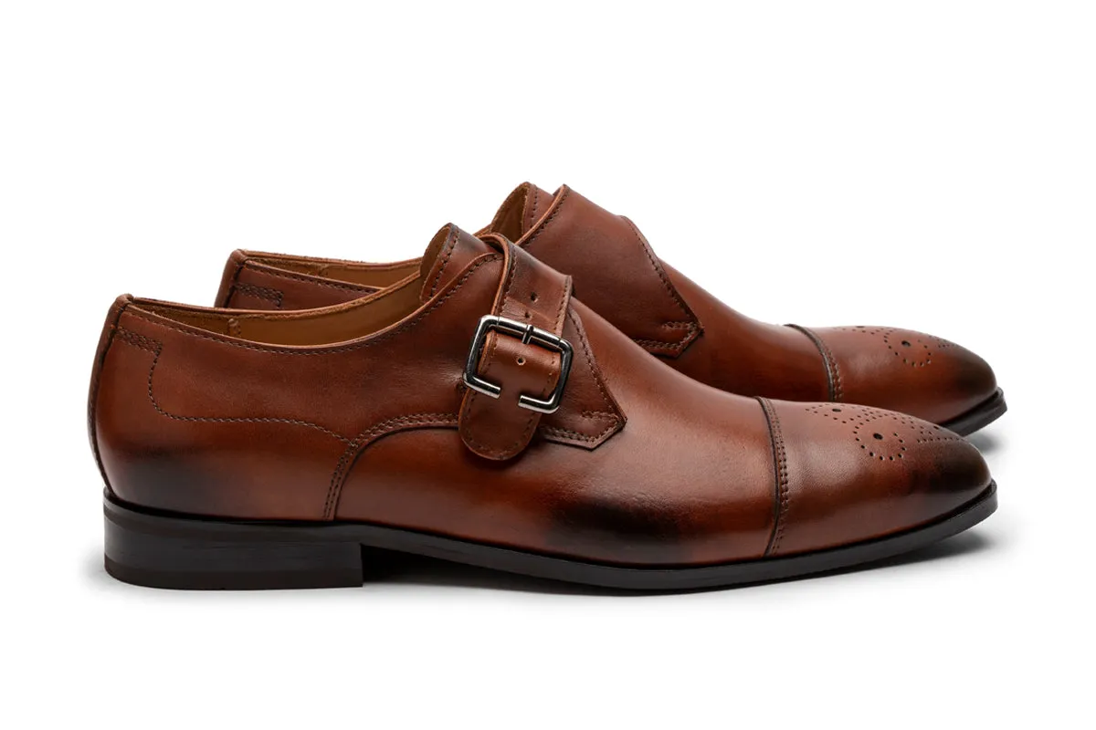 Single Strap Toecap Monk With Medallion