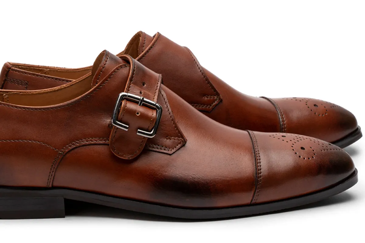 Single Strap Toecap Monk With Medallion