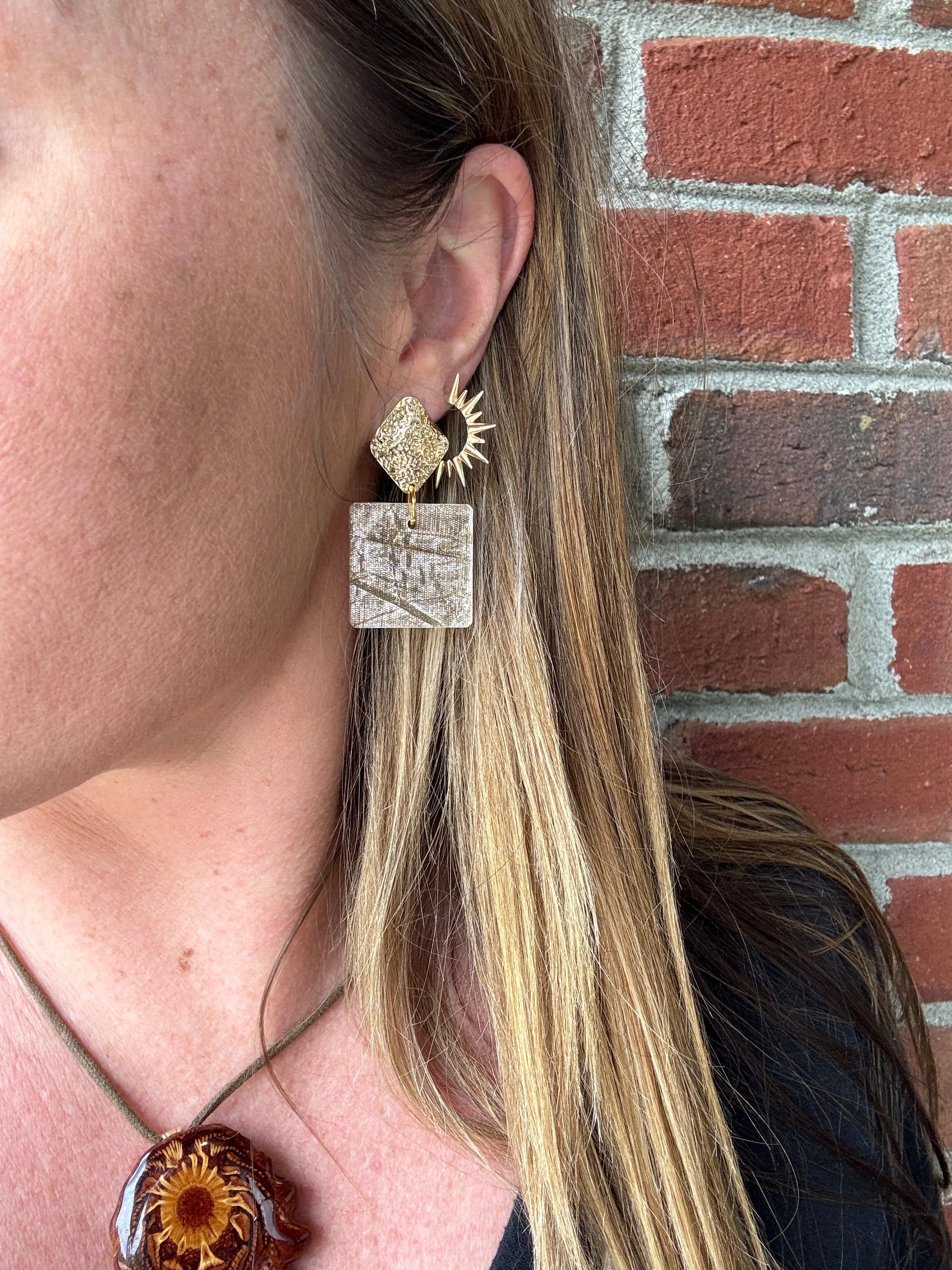 Square Drops - Champagne Taffeta - Acrylic Earrings