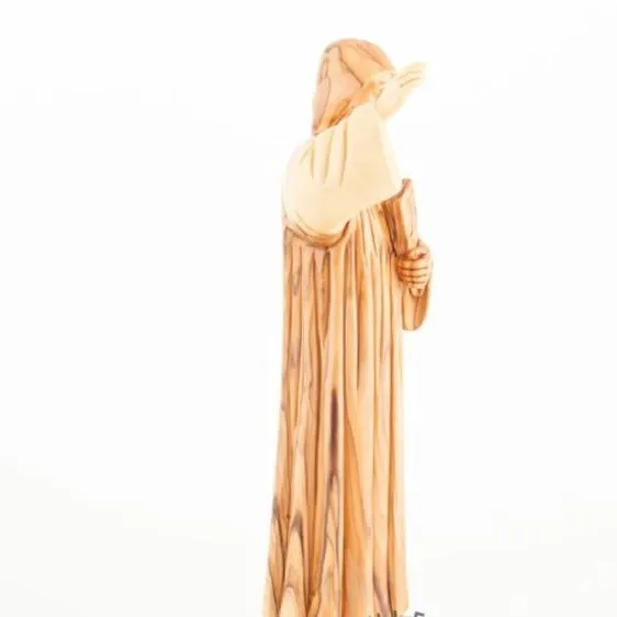 St. Charbel Carved Sculpture, 12.8 Olive Wood from Holy Land