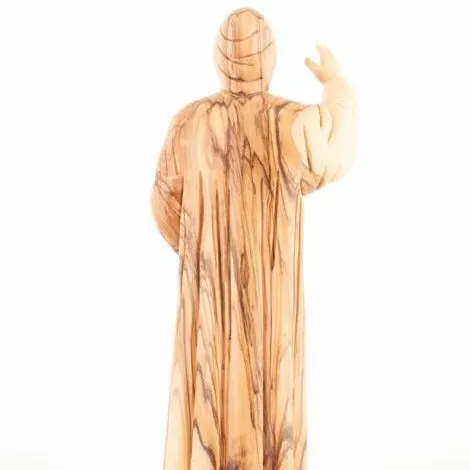 St. Charbel Carved Sculpture, 12.8 Olive Wood from Holy Land