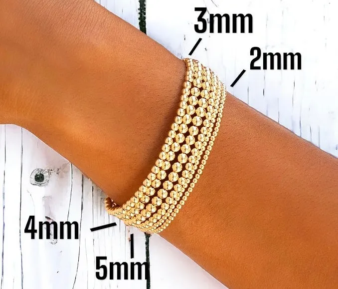 Stack of Four 18k Gold Filled 4mm Beads Bracelets