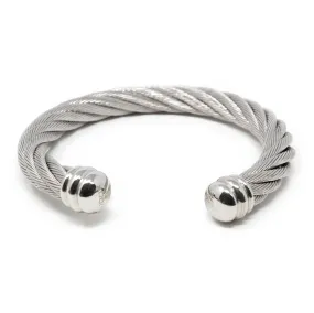 Stainless Steel Cable Cuff Bracelet - Twist Bangle