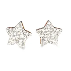 Star Baguette Diamond Earrings 0.91 carat total weight 10 karat yellow gold