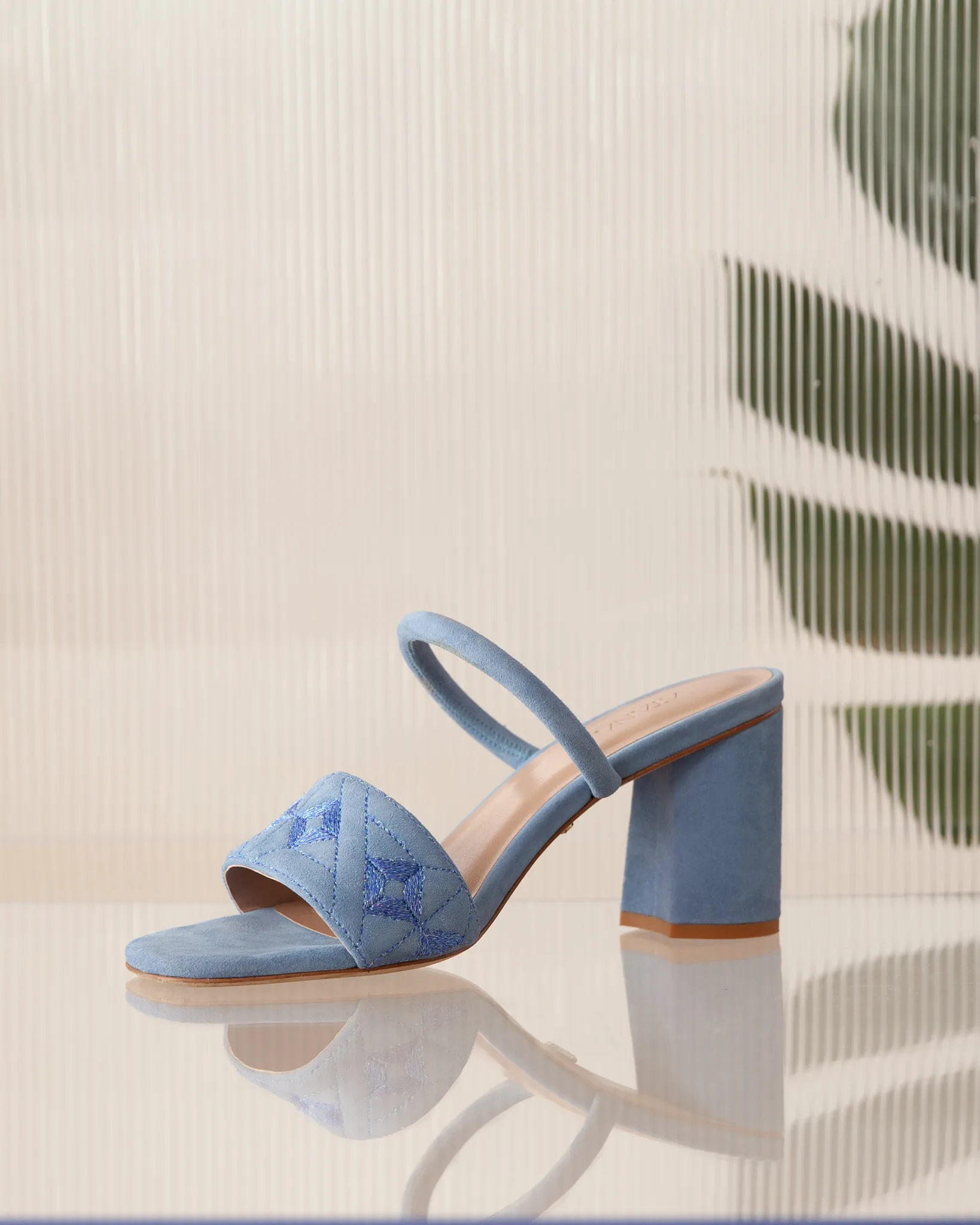 Steel Blue Quilted Diamond Mule 75