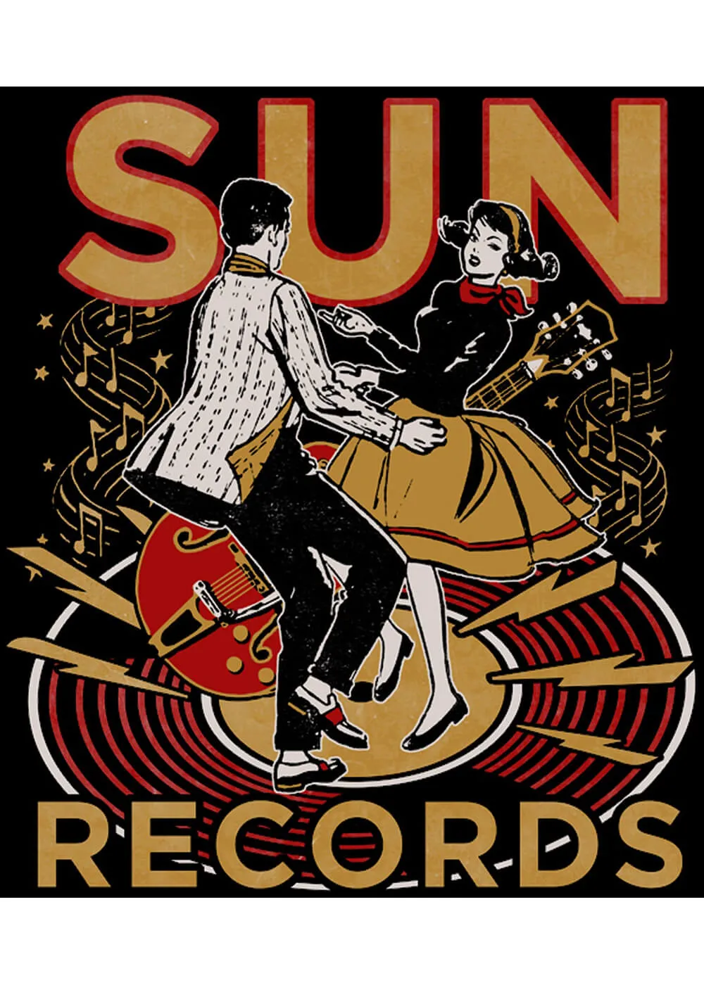 Sun Records Lindy Hop T-Shirt for Men - Black.