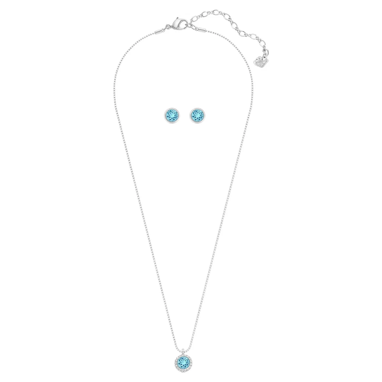 Swarovski Jewelry Set Earrings and Necklace FLIRT Aqua, Rhodium -5030716