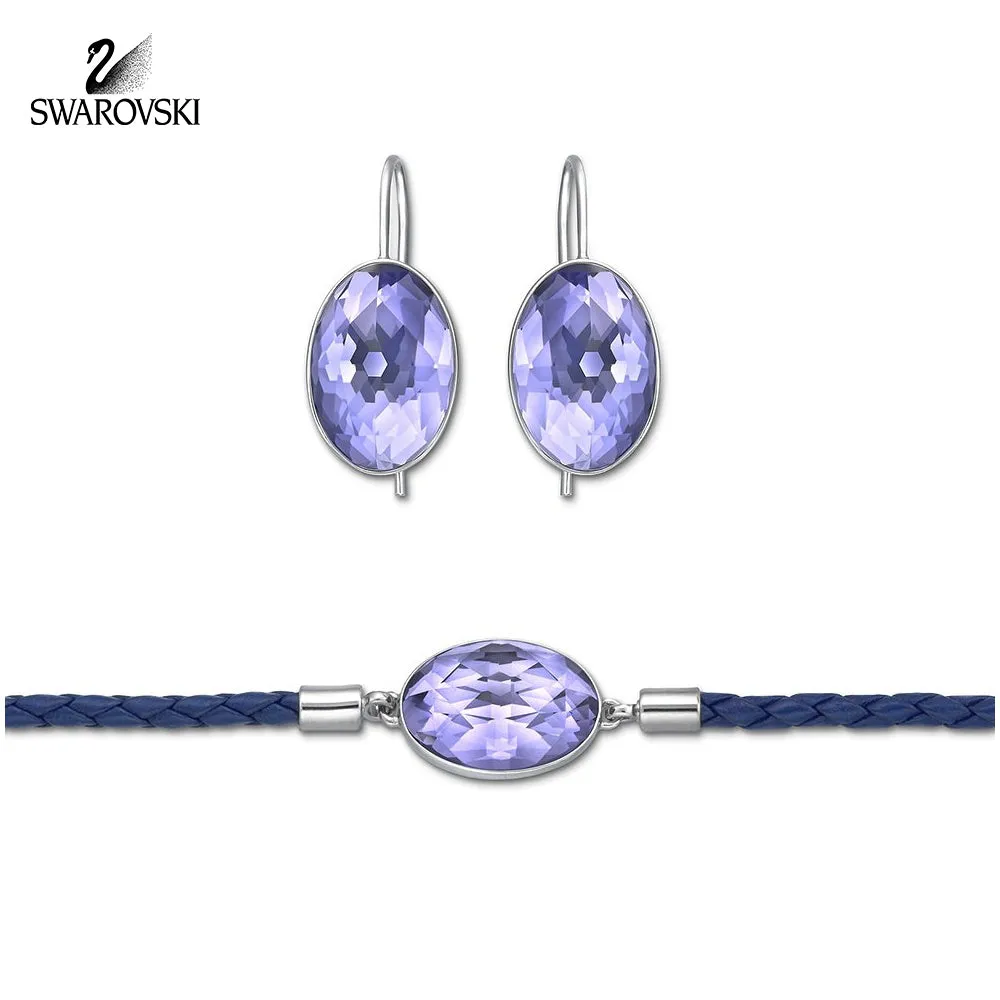 Swarovski Tanzanite Crystal Jewelry Set VANILLA Earrings & Bracelet #5033064