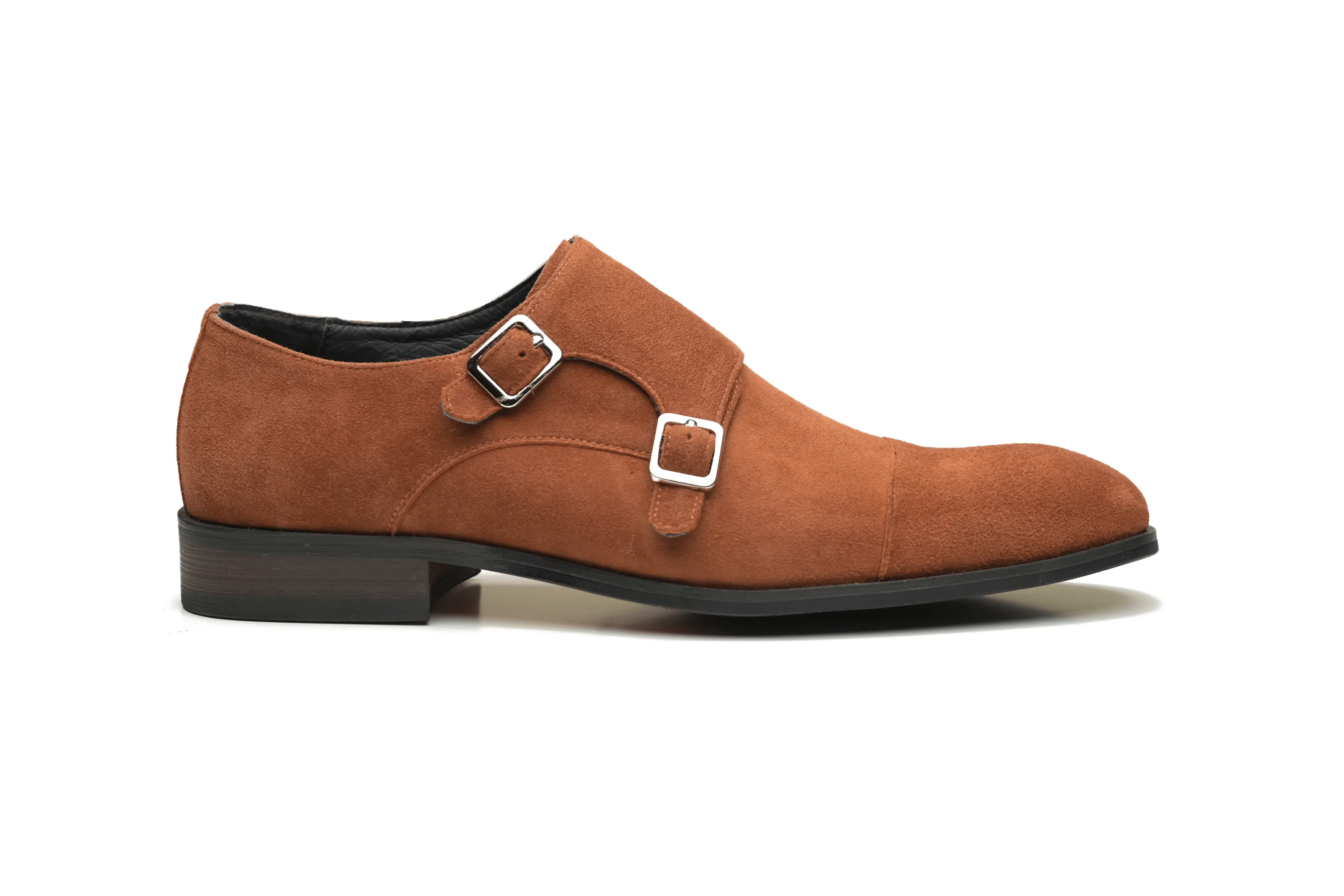 Tan Double Monk Strap Shoes by SIMONS