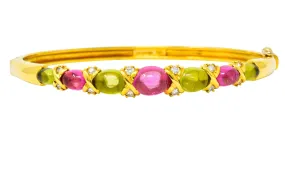 Tiffany & Co. Vintage Tourmaline Peridot Diamond Bangle Bracelet 1990s - Buy Online