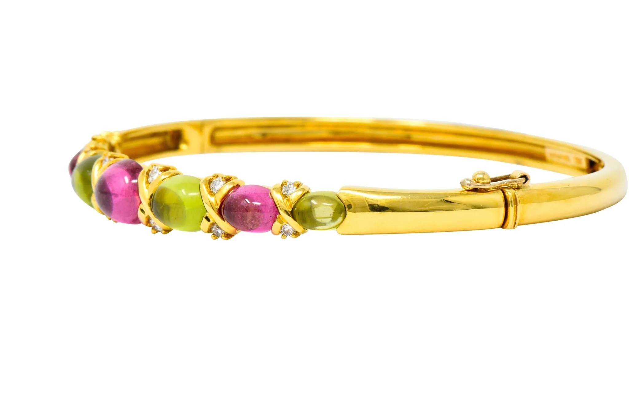 Tiffany & Co. Vintage Tourmaline Peridot Diamond Bangle Bracelet 1990s - Buy Online