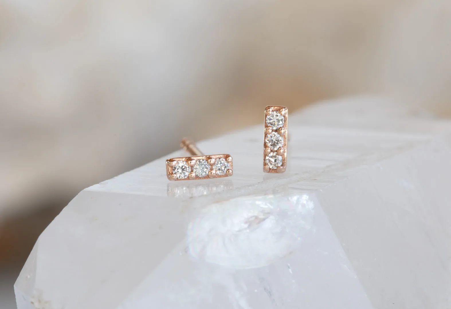 Tiny Diamond Bar Earrings