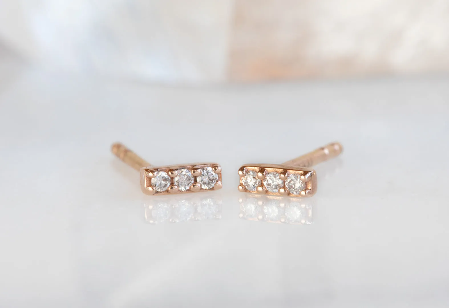 Tiny Diamond Bar Earrings