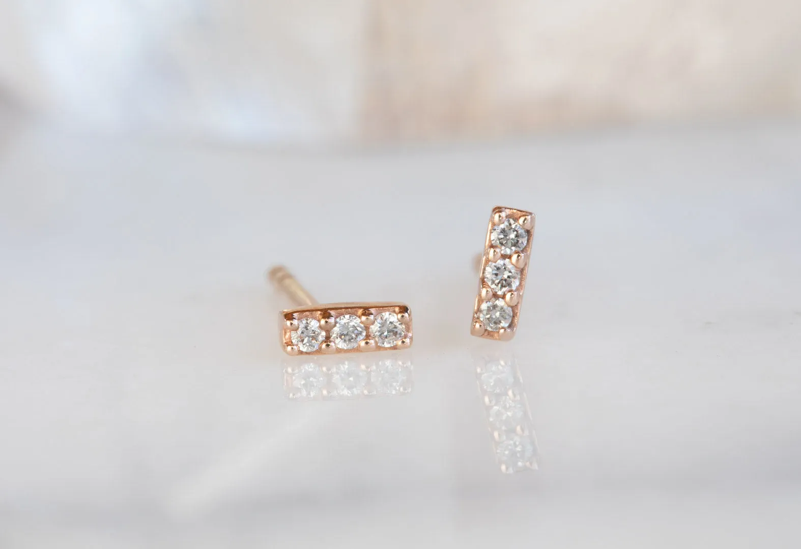 Tiny Diamond Bar Earrings