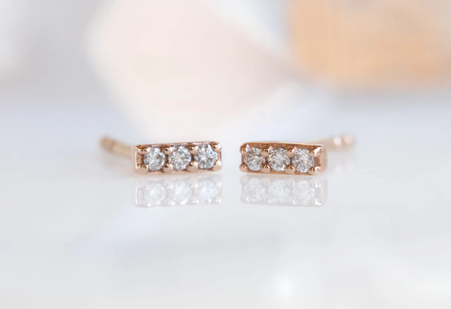 Tiny Diamond Bar Earrings