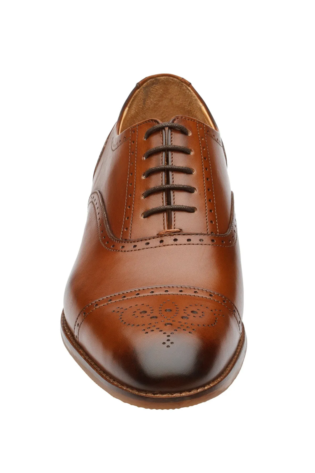 Toecap Brogue Oxford Brown - Medallion Men's Shoes