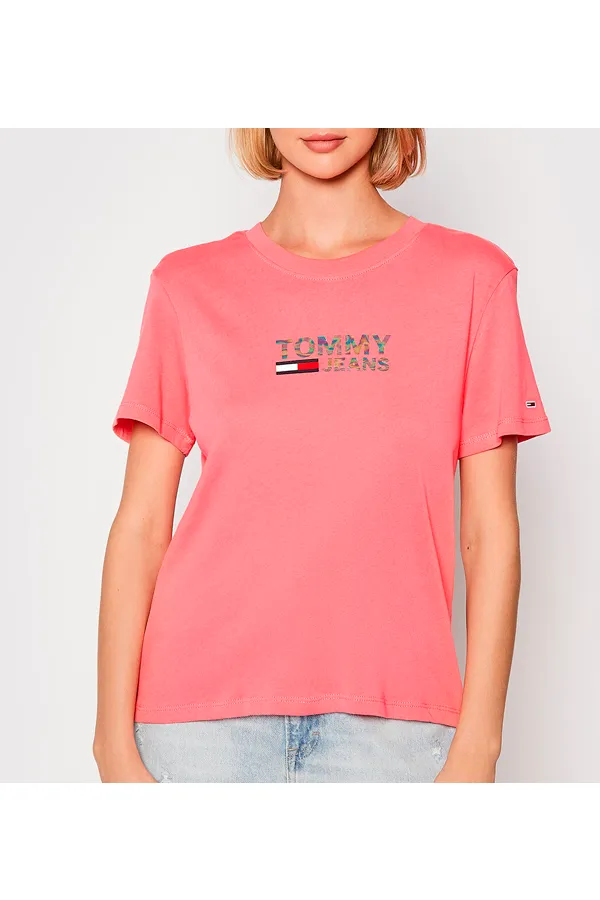 Tommy Hilfiger Women Metallic Logo Tee Pink