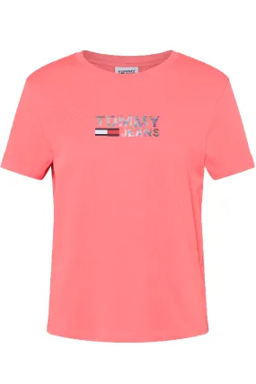 Tommy Hilfiger Women Metallic Logo Tee Pink