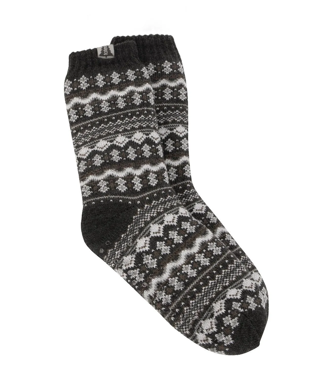 Totes Toasties Mens Sherpa Lined Fair Isle Slipper Socks