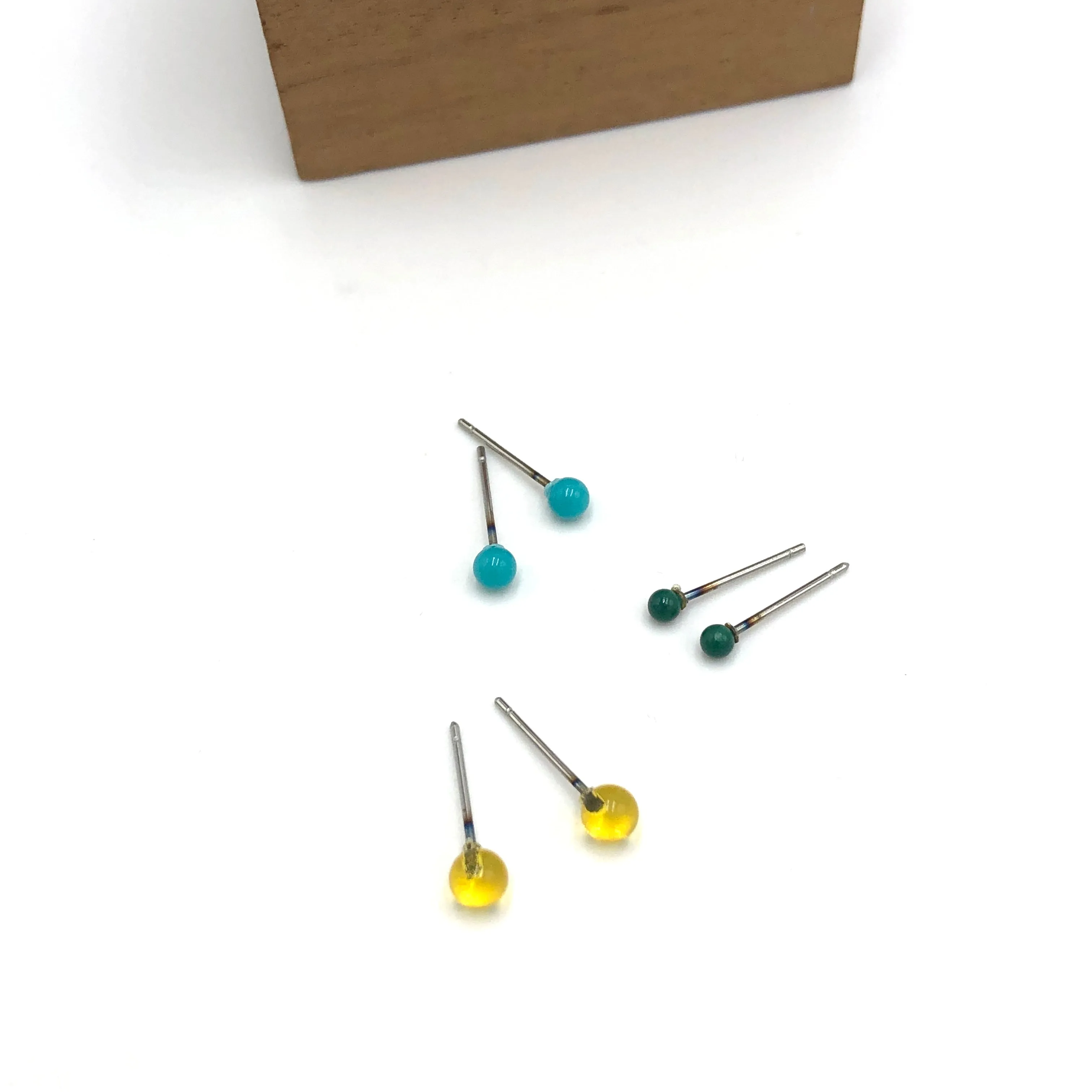 Turquoise Sunshine & Kelly GreenTiny Studs Earrings Set