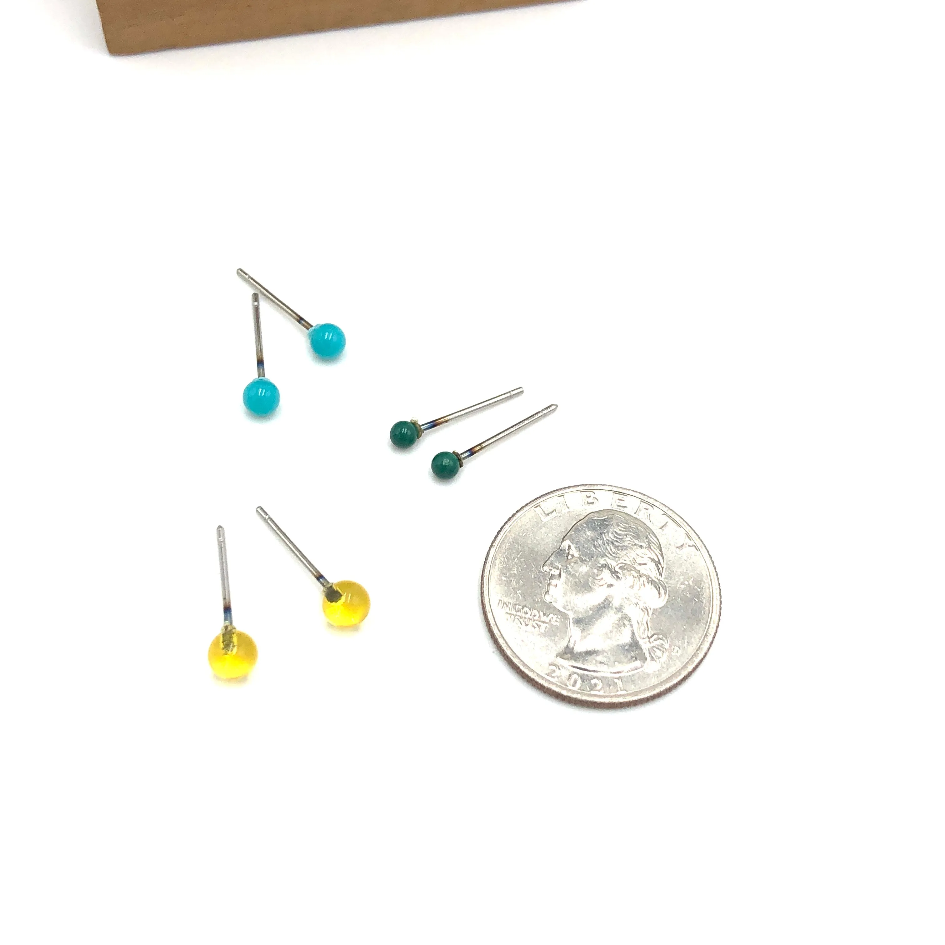 Turquoise Sunshine & Kelly GreenTiny Studs Earrings Set