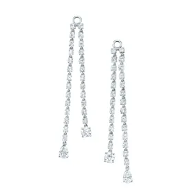 Twice wrapped rope earrings with circular and teardrop diamond dangles.