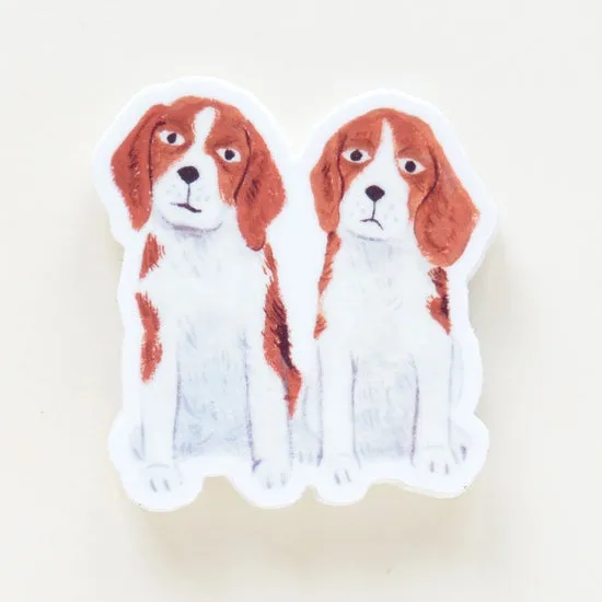 Twin Beagle Puppy Sticker Illustrated Die Cut Vinyl