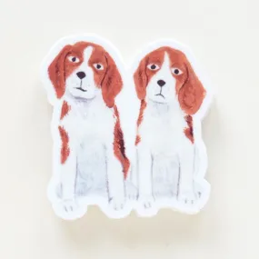 Twin Beagle Puppy Sticker Illustrated Die Cut Vinyl